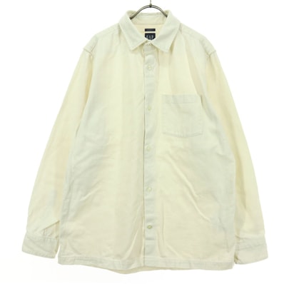 美品 GAP ギャップ コットン 長袖 オックスフォードシャツ M オフホワイト系