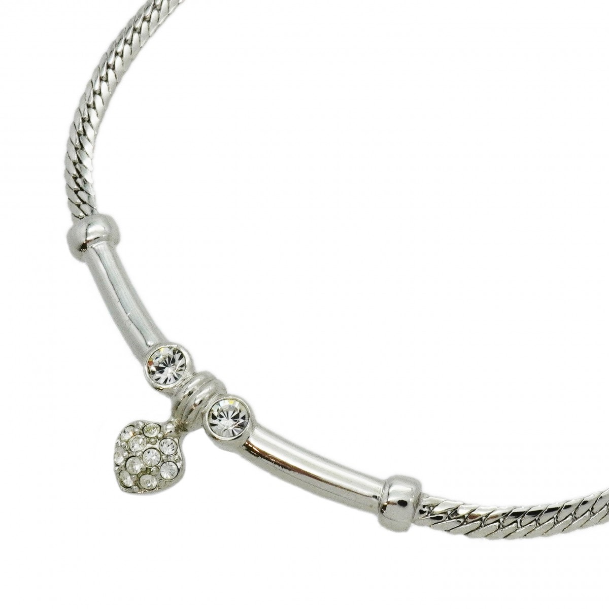 ★SALE【6jcb0693-k】クリスチャンディオール ネックレス メタル ラインストーン シルバー【中古】レディース