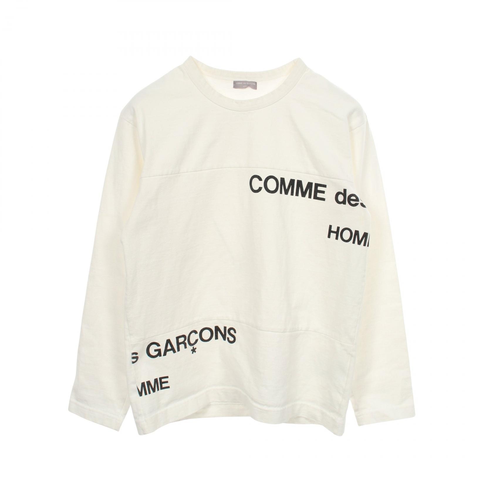 コムデギャルソンオム COMME des GARCONS HOMME スプリットロゴ 長袖Tシャツ 衣料品 トップス コットン メンズ ホワイト系 HE-T003 【中古】