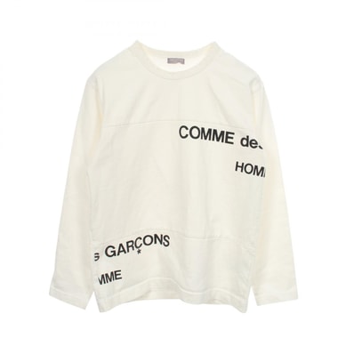 コムデギャルソンオム COMME des GARCONS HOMME スプリットロゴ 長袖Tシャツ 衣料品 トップス コットン メンズ ホワイト系 HE-T003 【中古】