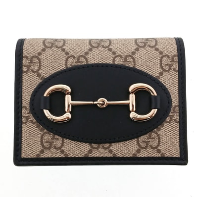 GUCCI グッチ ホースビット 1955 カードケース ウォレット 二つ折り財布 621887 GGスプリームキャンバス ブラック レディース【中古】