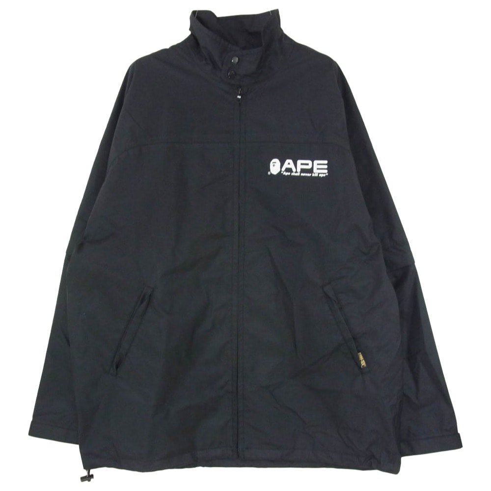 A BATHING APE アベイシングエイプ GORE-TEX 2way RAIN JKT ナイロン スタンドカラー  レイン ジャケット ブラック系 L【中古】