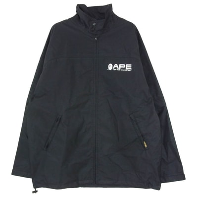 A BATHING APE アベイシングエイプ GORE-TEX 2way RAIN JKT ナイロン スタンドカラー レイン ジャケット ブラック系 L【中古】