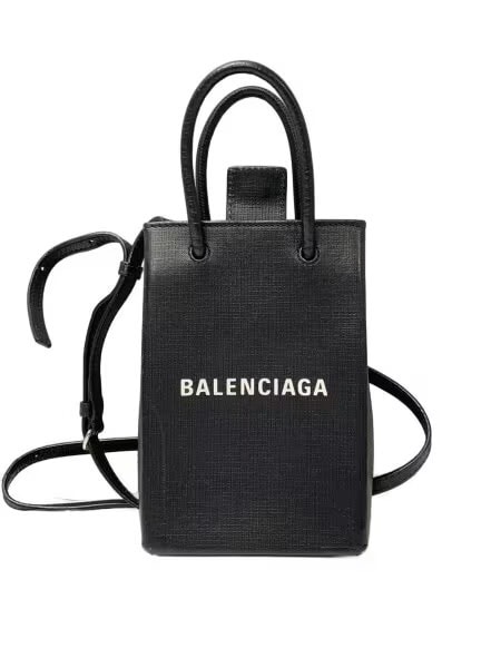 BALENCIAGA Mini Shopping Bag Squared Calfskin "Black"