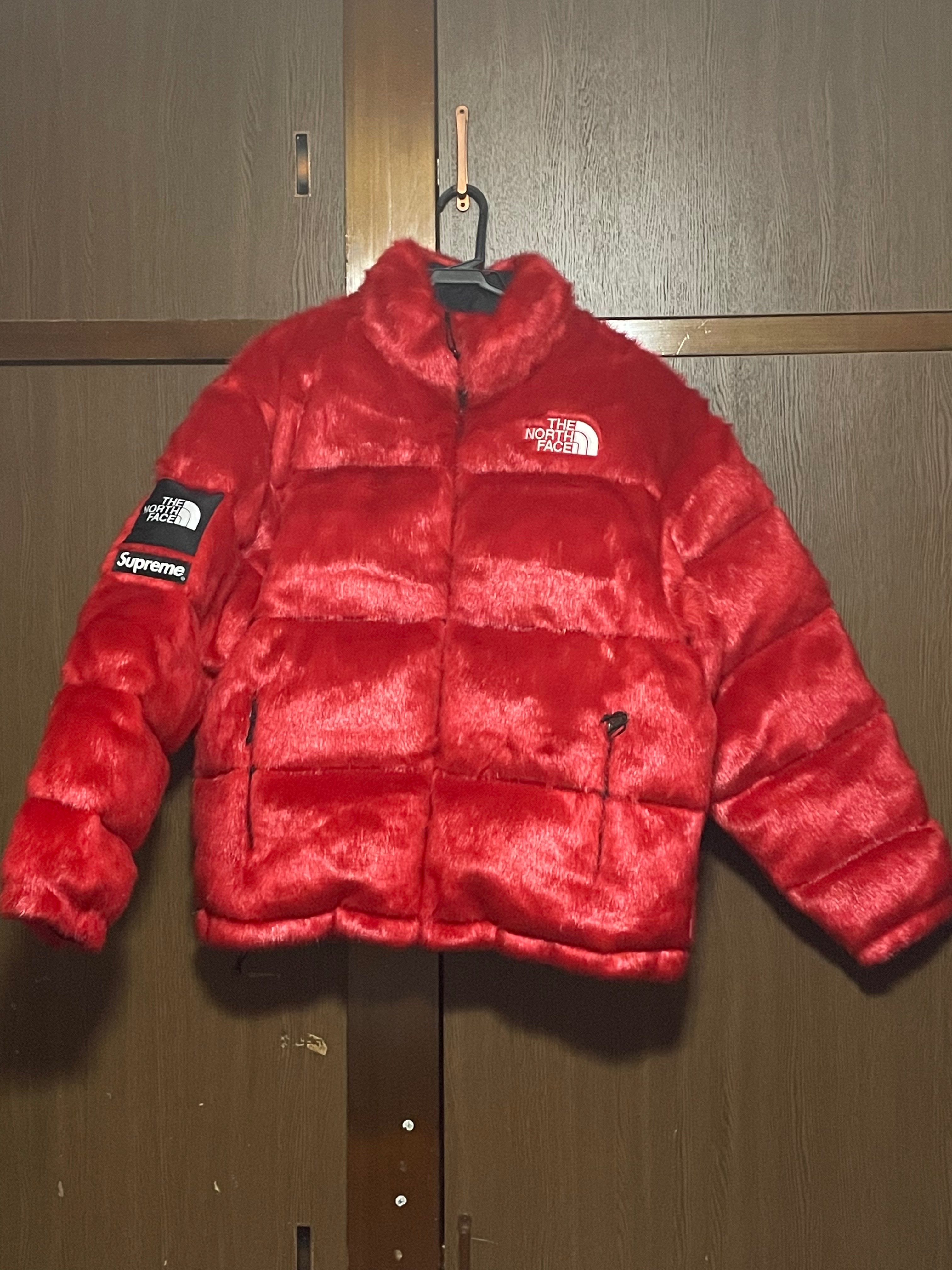 Supreme x The North Face Faux Fur Nuptse Jacket "Red"