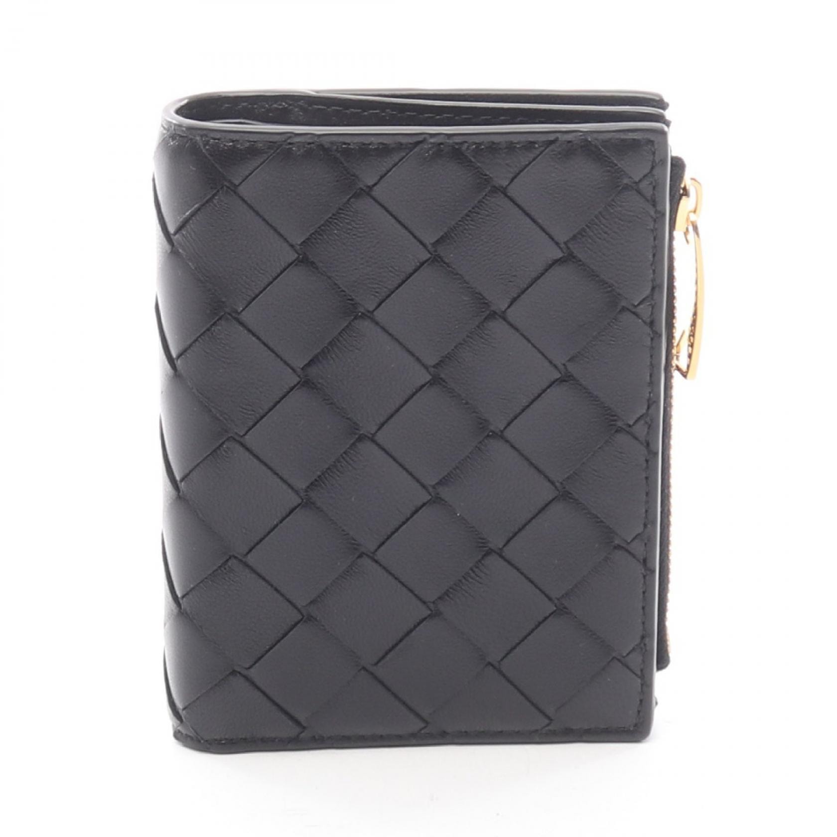 ボッテガヴェネタ BOTTEGA VENETA イントレチャート スモール 二つ折り財布 財布 レザー メンズ レディース ブラック系 742330VCPP38425 【新品】