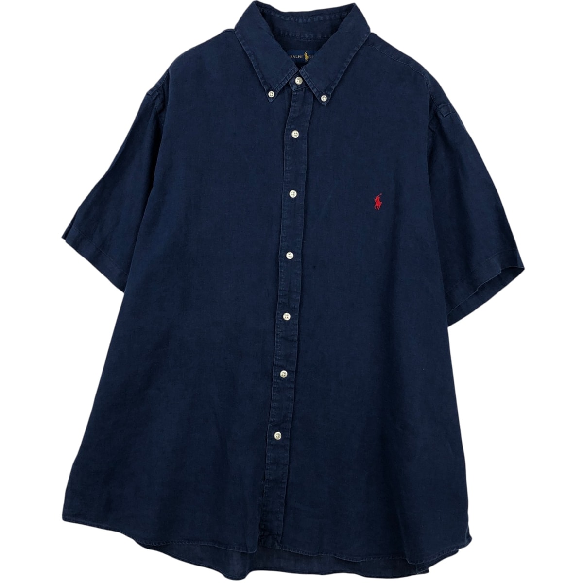 古着 ラルフローレン Ralph Lauren CLASSIC FIT クラシックフィット 半袖 リネン ボタンダウンシャツ メンズXXL相当/eaa641619