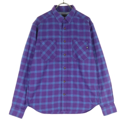 美品 MARMOT マーモット チェック柄 長袖 シャツ L パープル