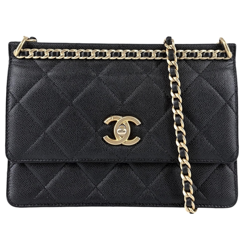 CHANEL シャネル ショルダーバッグ マトラッセ 肩掛け 斜め掛け ココマーク ターンロック  キャビアスキン   ブラック 黒 ゴールド金具 レディース【中古品】