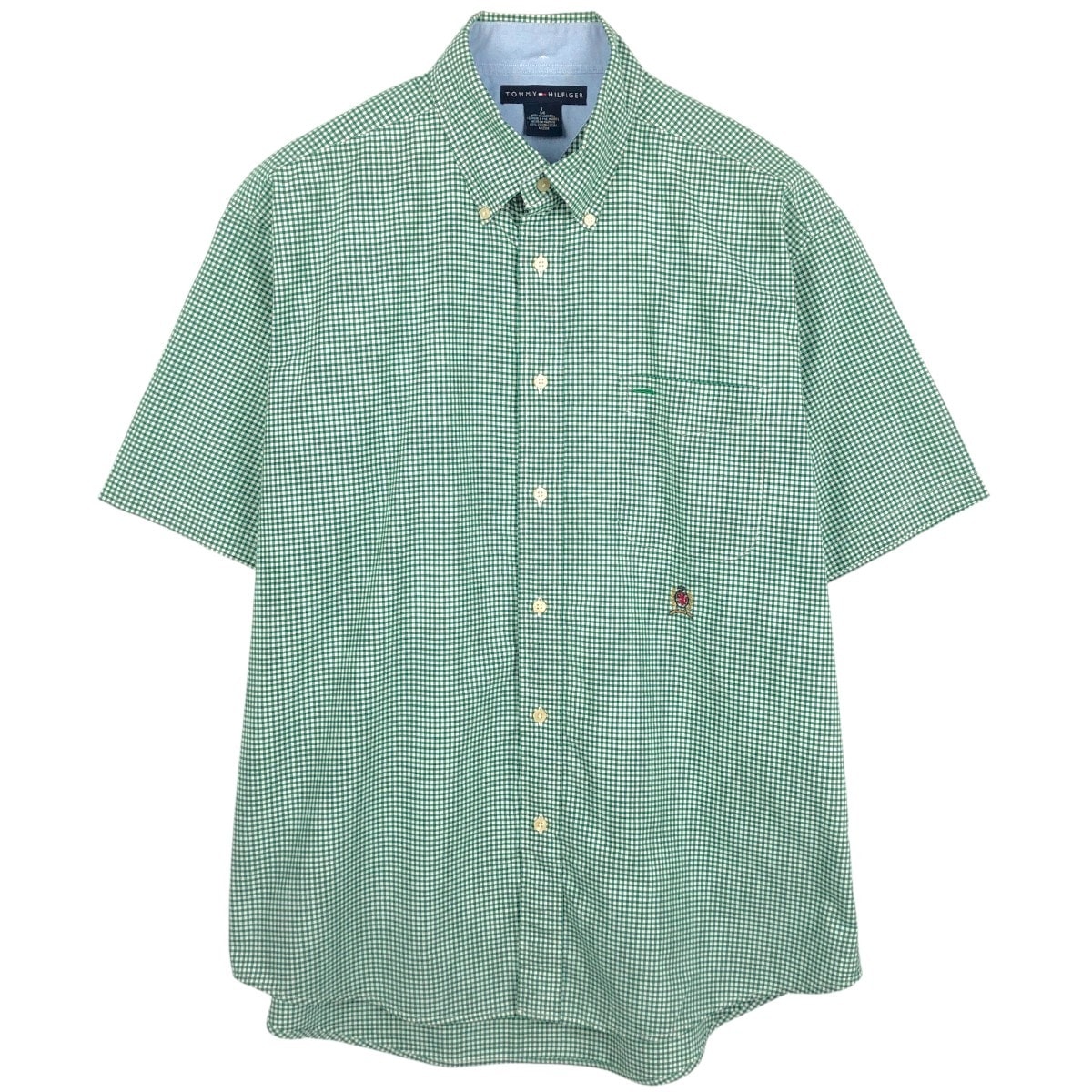 古着 トミーヒルフィガー TOMMY HILFIGER ギンガムチェック 半袖 ボタンダウン チェックシャツ メンズL相当/eaa668733