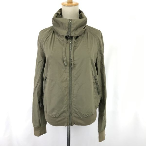 ザラ/ZARA★ビッグカラー/ジップアップブルゾン/アウター【レディースM/カーキ】タートルネック/ジャケット/Tops/jacket◆sBH887