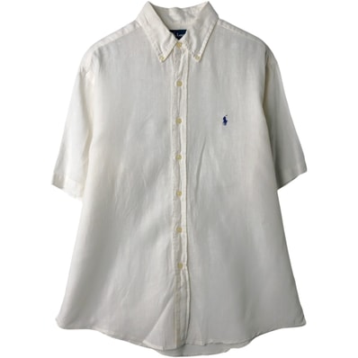 古着 ラルフローレン Ralph Lauren CLASSIC FIT 半袖 リネン ボタンダウンシャツ メンズL相当/eaa641283