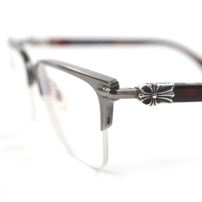 Chrome Hearts Sugar Walls 925 Half Rim Glasses 54 19-143 "Brown"