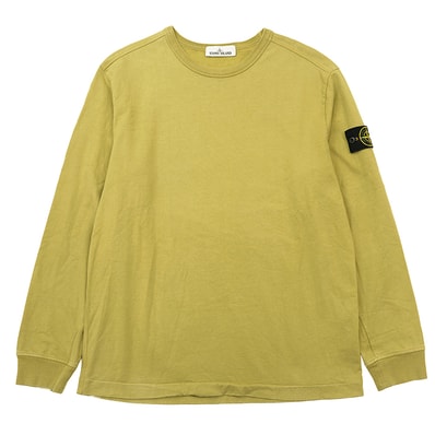STONE ISLAND ストーンアイランド カットソー サイズ L メンズ ロングスリーブ アームパッチ コットン100% トップス ライトグリーン 緑