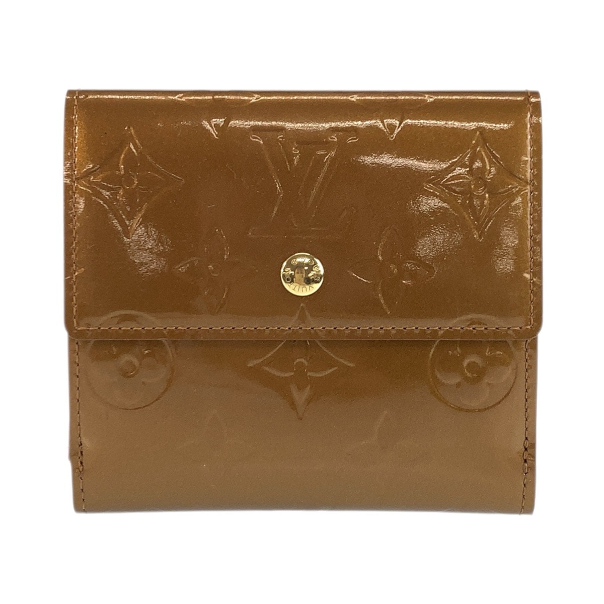 美品 LOUIS VUITTON ルイヴィトン モノグラム ヴェルニ ポルト モネ ビエ カルト クレディ ブロンズ ブラウン ゴールド金具 エナメル 折り財布 コンパクトウォレット 601956 【中古】