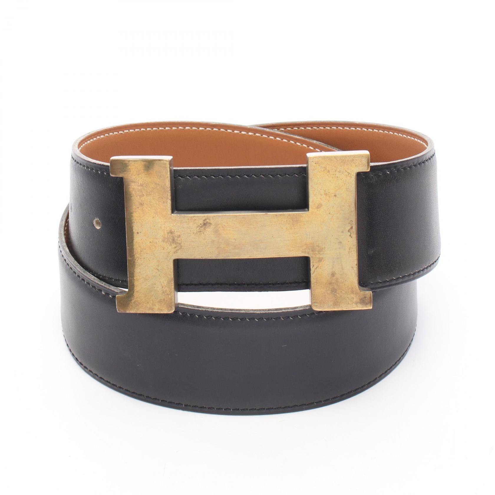 エルメス HERMES コンスタンス Hベルト ベルト 衣料品 カーフ(牛革) ボックスカーフ □C刻印(1999年製造) レディース ブラック系 【中古】