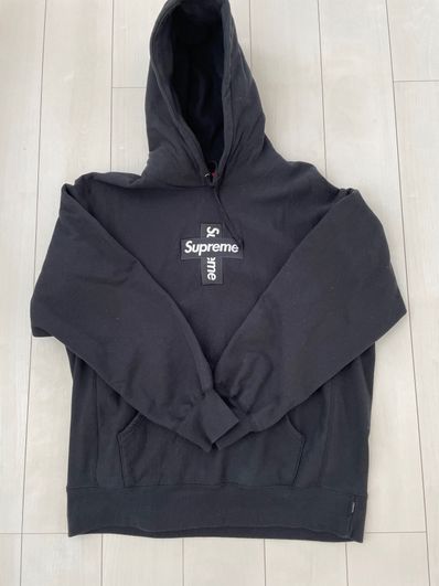 Supreme Cross Box Logo Hooded Sweatshirt "Black"