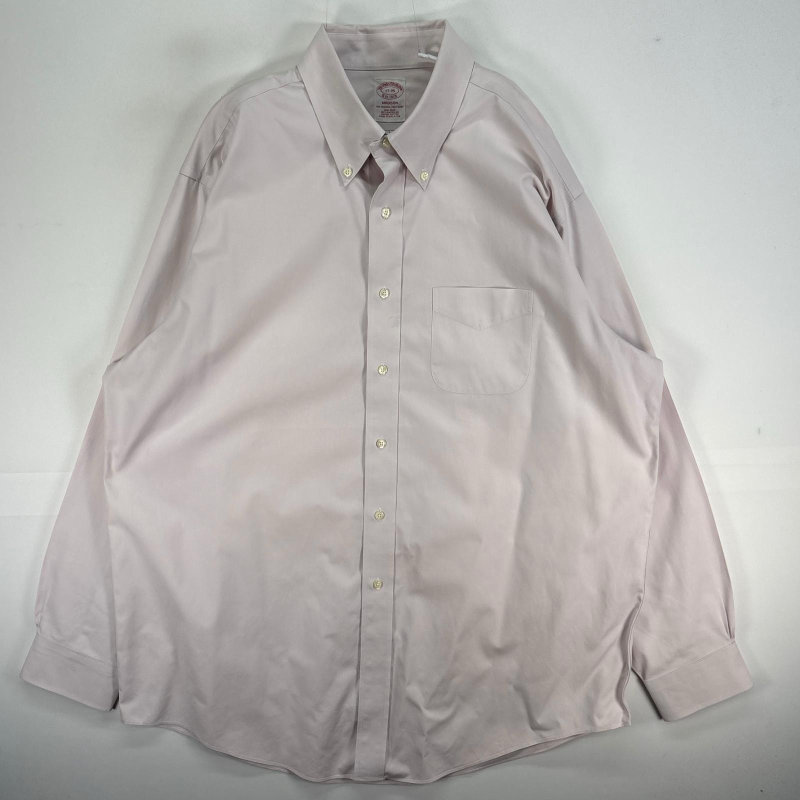 古着 ブルックスブラザーズ Brooks Brothers 長袖シャツ ボタンダウン MADISON 胸ポケ XL ピンク系 無地 メンズ