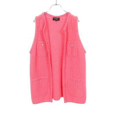 シャネル CHANEL ココマークボタン ニット ベスト 衣料品 トップス コットン レディース ピンク系 P72795K10459 【中古】