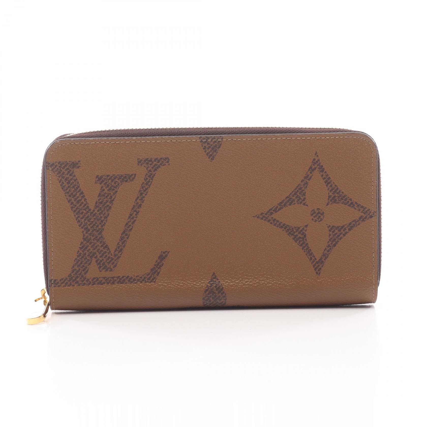 ルイ・ヴィトン LOUIS VUITTON ジッピーウォレット ラウンド長財布 財布 PVCコーティングキャンバス レザー PVC モノグラム・ジャイアントリバース レディース ブラウン系 M69353 【中古】