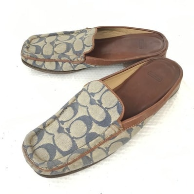 イタリア製★コーチ/COACH★シグネチャー/サボサンダル/ミュール【6.5B/23.0-23.5/グレー/GRAY】ハンドメイド/正規品/Shoes/mule◆cQ569