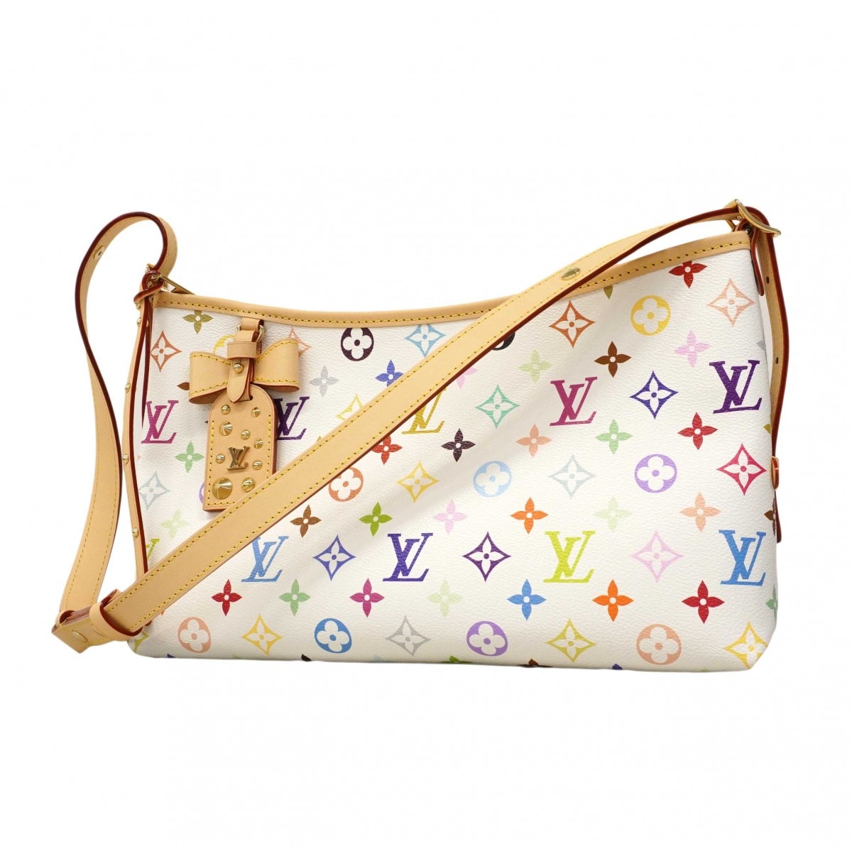 ★最終価格★SALE【6db1570】ルイヴィトン ショルダーバッグ モノグラム・マルチカラー LV×TMキャリーオールEW M27578  ホワイト マルチカラー【中古】レディース