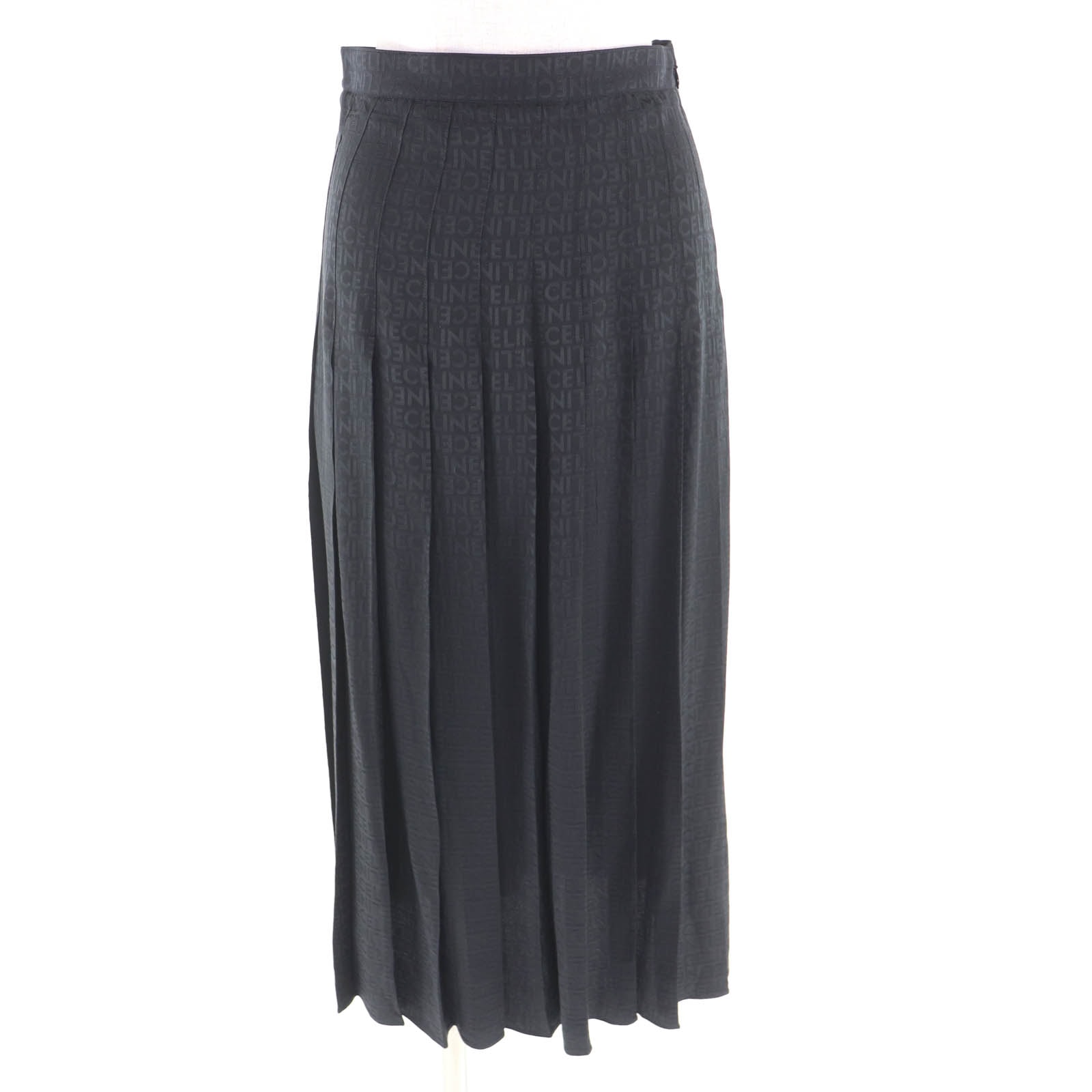 極美品 セリーヌ プリーツスカート ブラック 34 2J441967Q