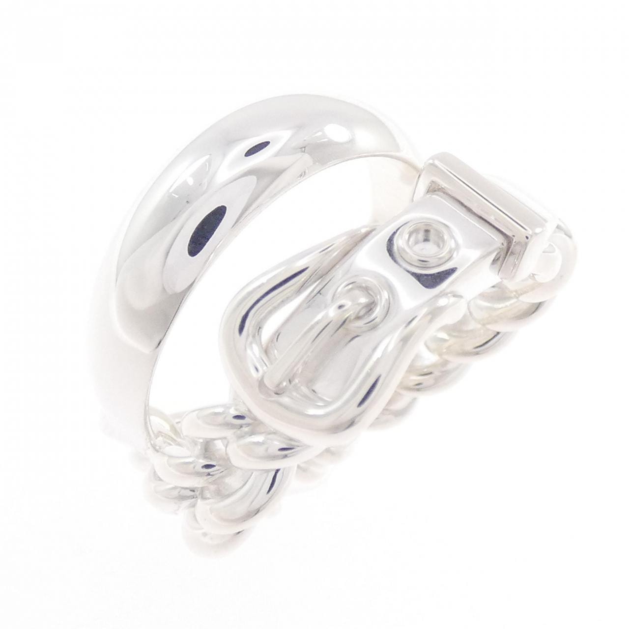 Hermes Boucle Sellier Inflexible Ring "Silver"