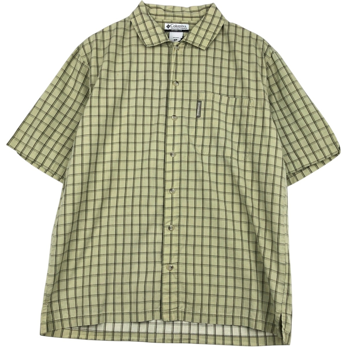 古着 00年代 コロンビア Columbia ワイドカラー 半袖 コットン チェックシャツ ボックスシャツ メンズM相当/rab182186