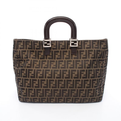 フェンディ FENDI ズッカ トートバッグ バッグ キャンバス レザー レディース ブラウン系 【中古】