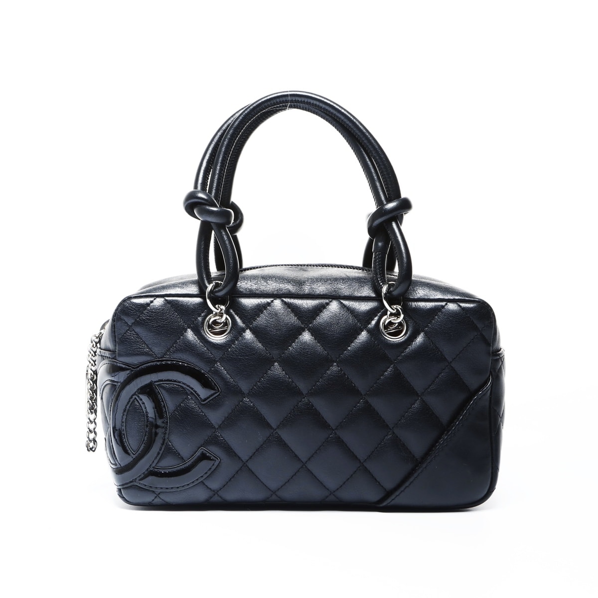 シャネル CHANEL 10番台 2005-2006 スモール カンボン ライン ボストンバッグ ミニ ハンドバッグ【中古】
