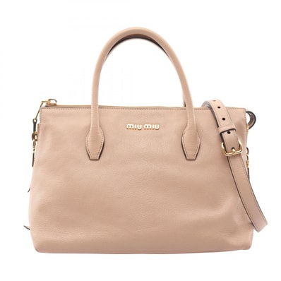 ミュウ ミュウ Miu Miu MADRAS マドラス ハンドバッグ バッグ レザー レディース ベージュ系 【中古】