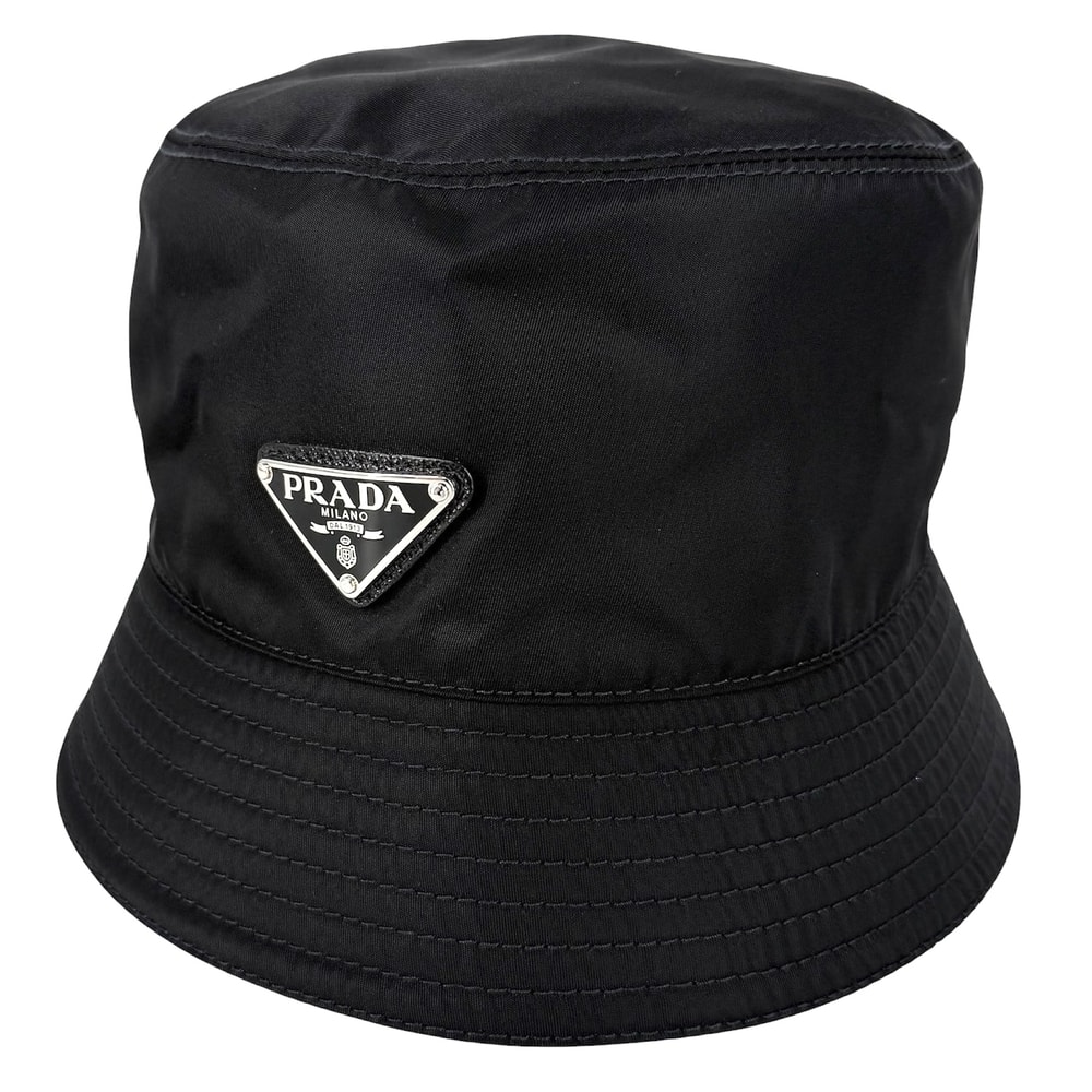 PRADA プラダ 帽子 Re-Nylon トライアングルロゴ ファッションアイテム バケットハット Lサイズ 2HC137 ナイロン ブラック 黒 ユニセックス 美品【中古品】
