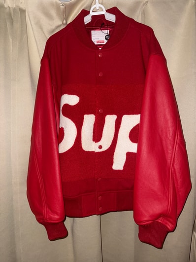 Supreme Big Logo Chenille Varsity Jacket "Red"