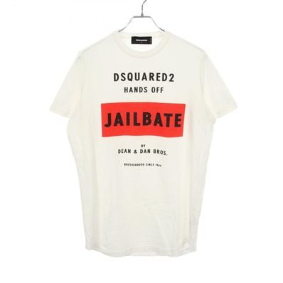 ディースクエアード DSQUARED2 ロゴプリント ダメージ加工 半袖Tシャツ 衣料品 トップス コットン メンズ ホワイト系 S74GC0941 【中古】