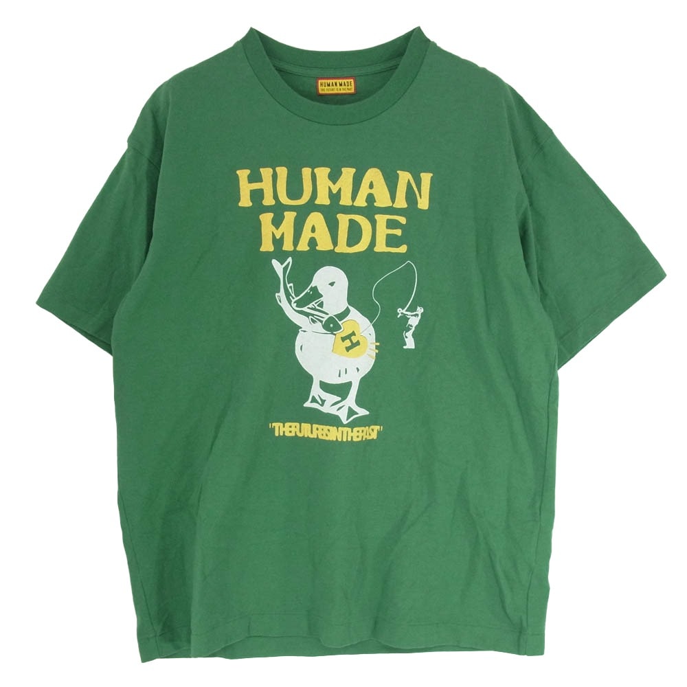 HUMAN MADE ヒューマンメイド Tシャツ 25SS HM29TE026 DUCK GRAFIC T-SHIRT ダック グラフィック プリント Tシャツ 半袖 カットソー グリーン系 XL【中古】
