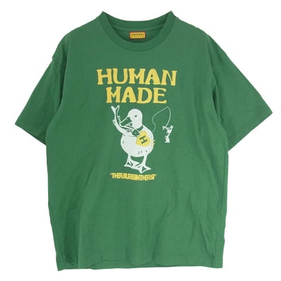 HUMAN MADE ヒューマンメイド Tシャツ 25SS HM29TE026 DUCK GRAFIC T-SHIRT ダック グラフィック プリント Tシャツ 半袖 カットソー グリーン系 XL【中古】