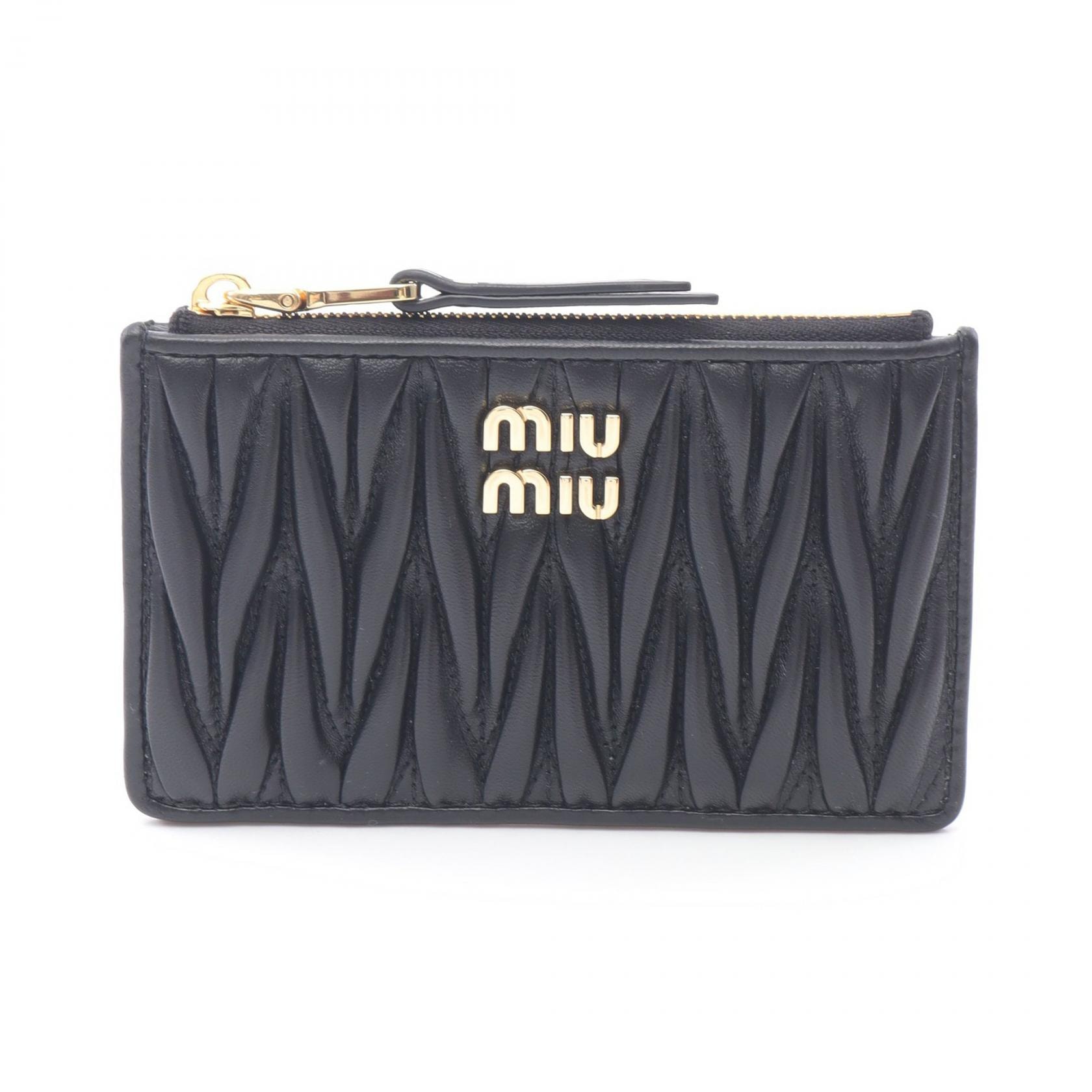 Miu Miu Miu MATELASSE'MIU MATELASSE 코인 케이스 지갑 가죽 여성용 블랙 5MB06MAFPPF0002 [신제품]