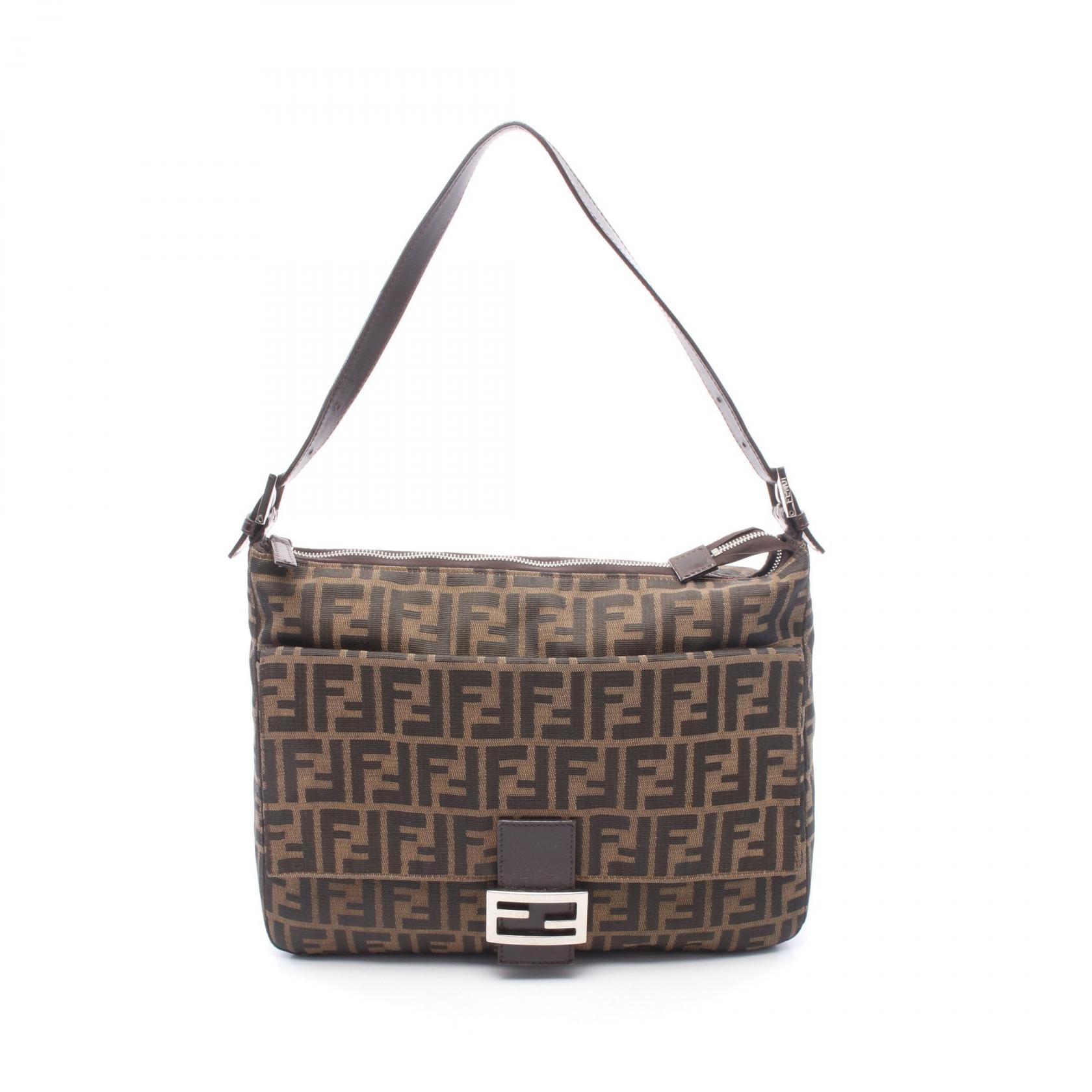 フェンディ FENDI ズッカ ショルダーバッグ バッグ キャンバス レザー レディース ブラウン系 【中古】