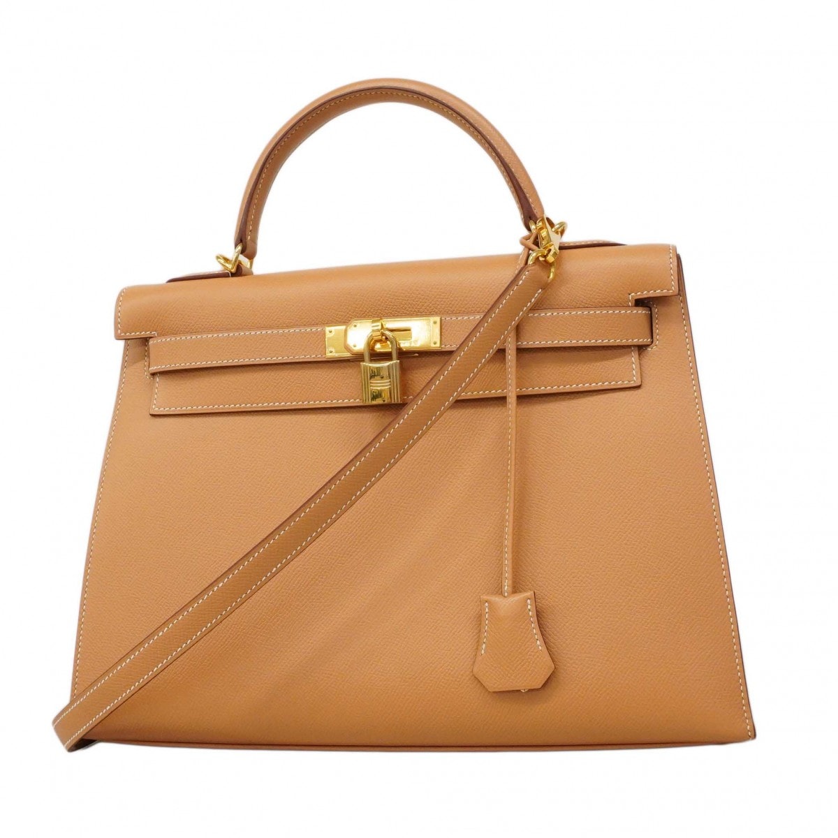 ★SALE【6db2220】エルメス ハンドバッグ ケリー32 クシュベル ナチュラルサブレ ゴールド金具 □D刻印 2wayバッグ【中古】レディース