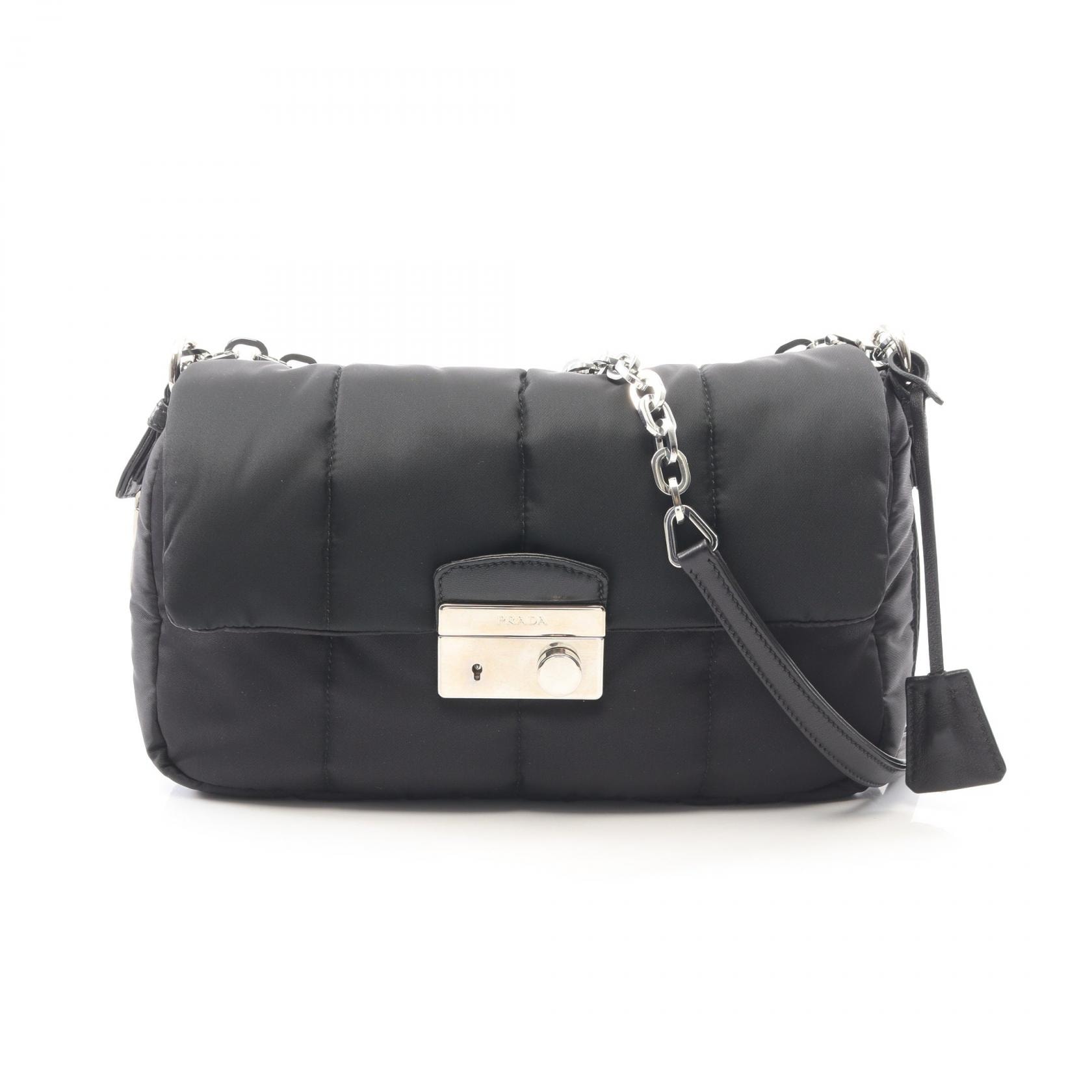 プラダ PRADA TESSUTO BOMBER ショルダーバッグ バッグ ナイロン レザー レディース ブラック系 BR5024 【中古】