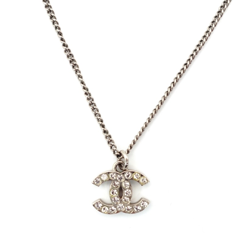 CHANEL【シャネル】 ネックレス CC ラインストーン シルバー