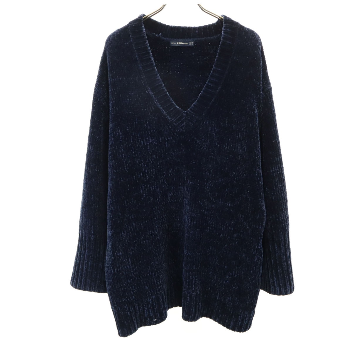 ZARA KNIT ザラニット 長袖 Vネック セーター S ネイビー
