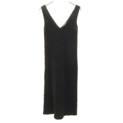 ZARA ザラ ノースリーブ シャギー ロングワンピース S ブラック