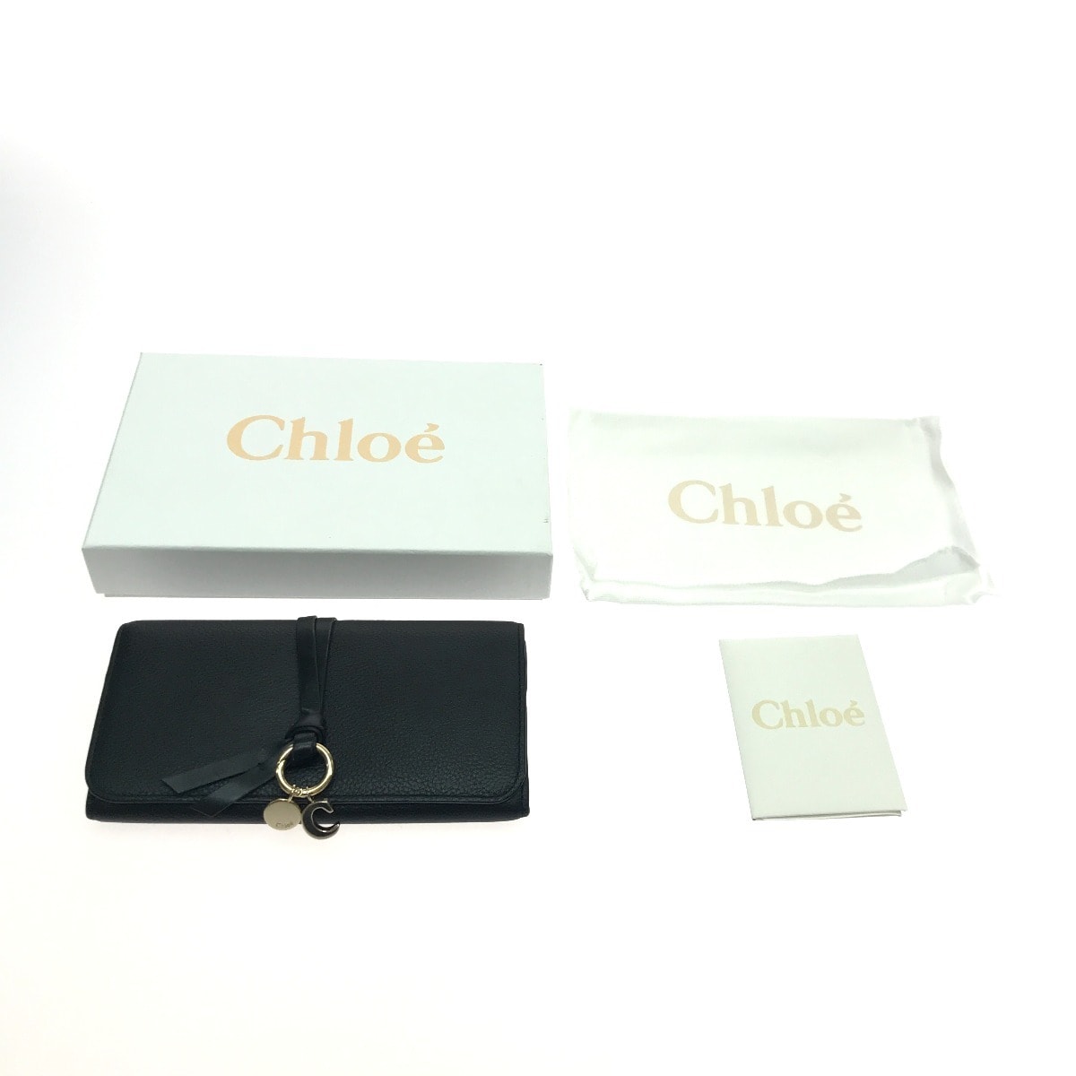 $$ Chloe クロエ 長財布 ロゴプレート ブラック