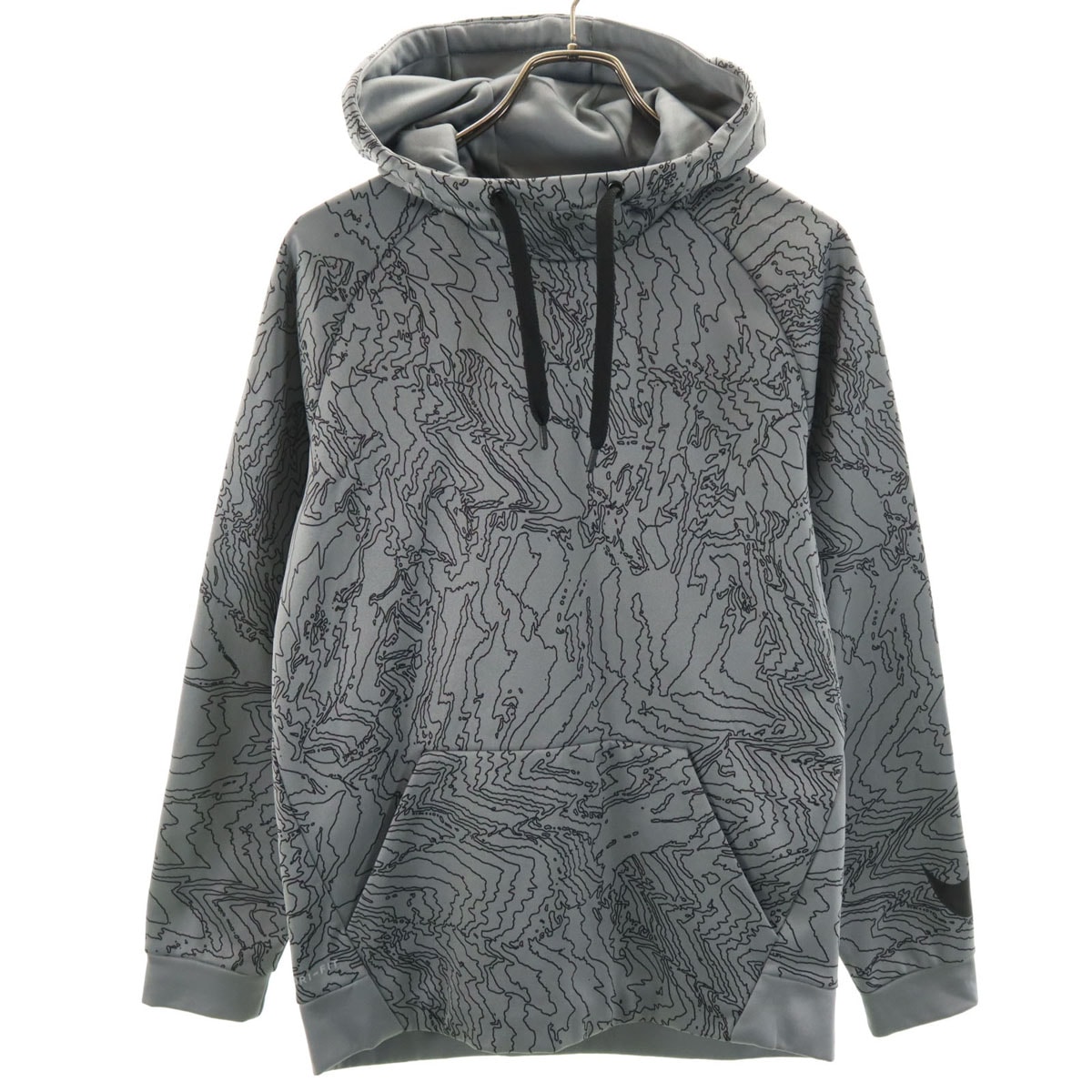 NIKE ナイキ 総柄 長袖 パーカー S グレー