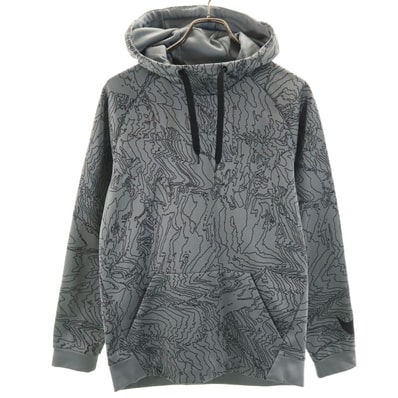 NIKE ナイキ 総柄 長袖 パーカー S グレー
