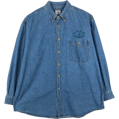 古着 90年代 リー Lee Niels Fugal Sons Company アドバタイジング 長袖 ボタンダウンデニムシャツ メンズXL相当 ヴィンテージ/eaa647687