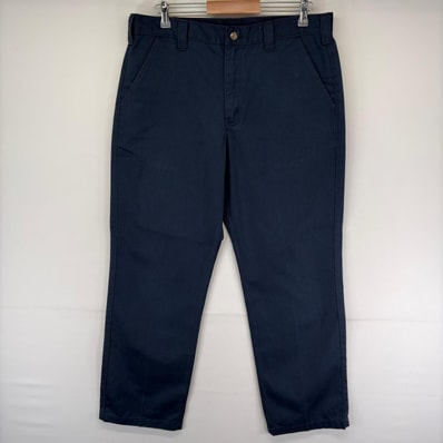 古着 カーハート Carhartt パンツ チノパン スラックス ワーク ワンポイント ジップフライ ワークパンツ w36 L32 ネイビー系 メンズ