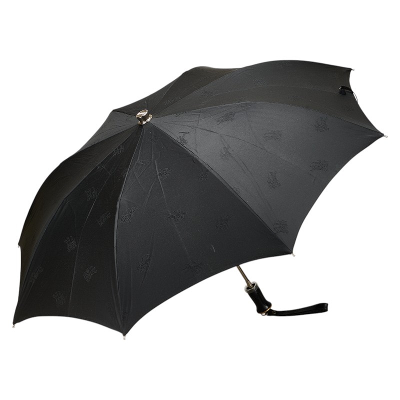 バーバリー ノバチェック シャドーホース 折りたたみ傘 雨傘 ブラック ナイロン レディース BURBERRY 中古